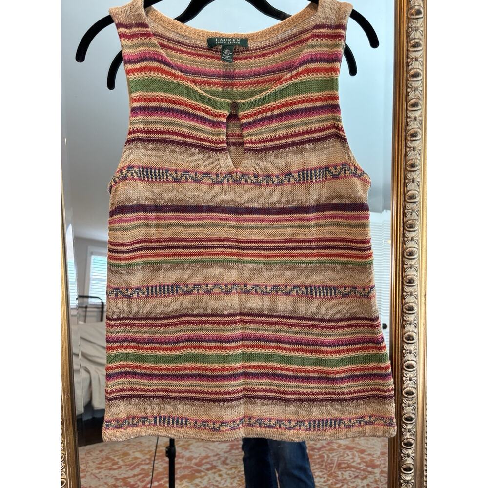 Ralph Lauren, Linen And Silk Sleeveless Lightweight Sweater, L